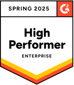 Spring 2025 G2 higher performer badge for enterprise