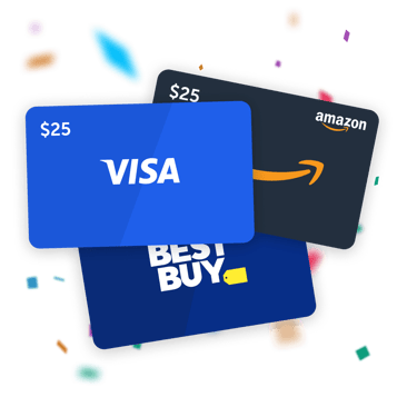 Visa, Amazon, and Best Buy gift cards