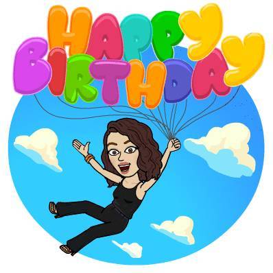Happy birthday bitmoji holding balloons