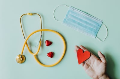 Stethoscope, mask, and heart