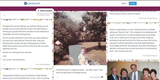 Nurse retirement Kudoboard gif scrolling through posts