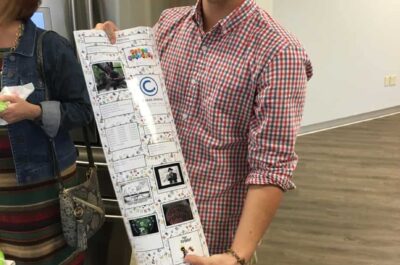 Man holding printed board