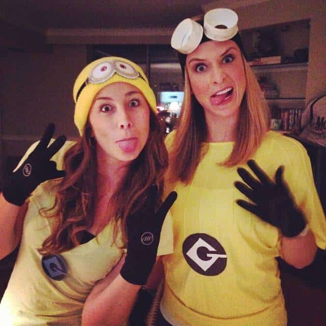 Two girls dressed as minions