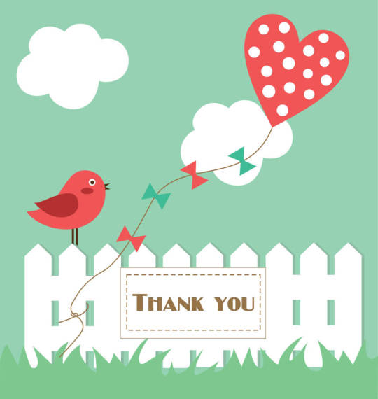 Thank you card with bird