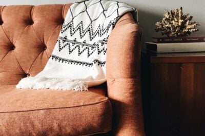 Cotton blanket on couch