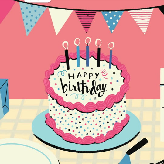 Happy birthday cake illustrated background
