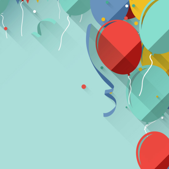Birthday balloons on blue background