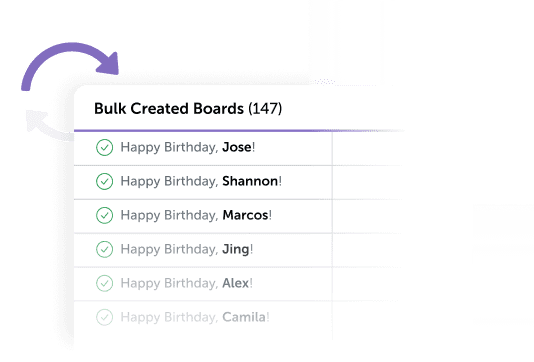 Bulk created boards window with personalized names