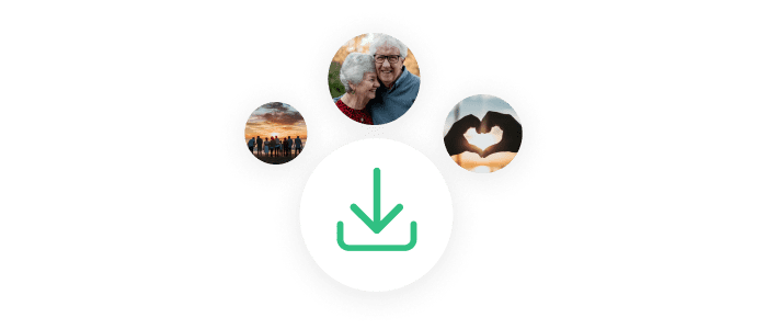 Photos and export button icon