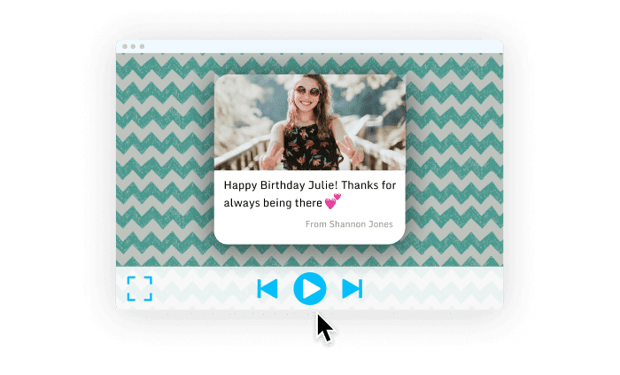 Happy birthday post in board slideshow with play options