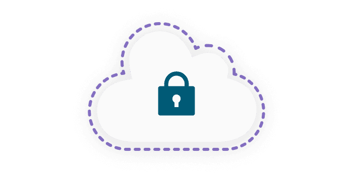 Padlock security icon over cloud