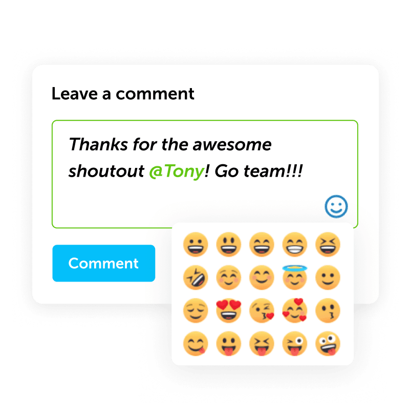 Comment text field with emoji options