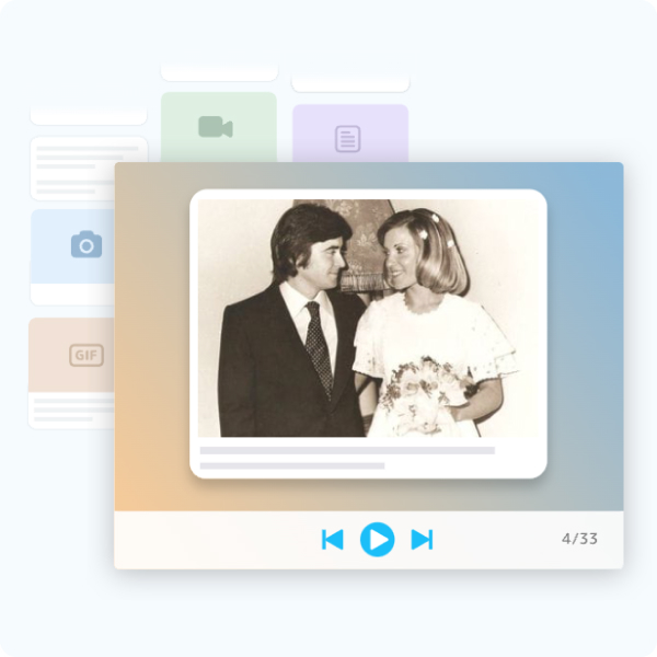 Mother's day slideshow with photo and play button options