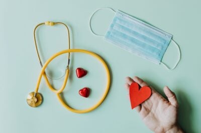 Stethoscope, mask, and heart