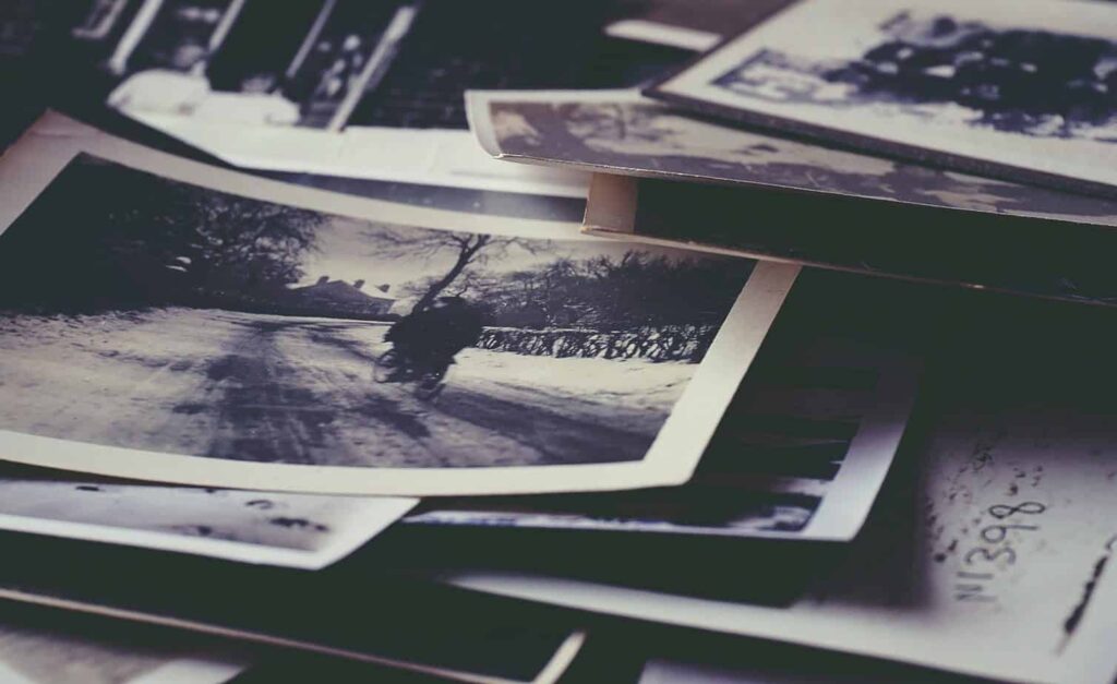 Pile of vintage black and white photos