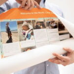 Person unrolling poster of printed Kudoboard