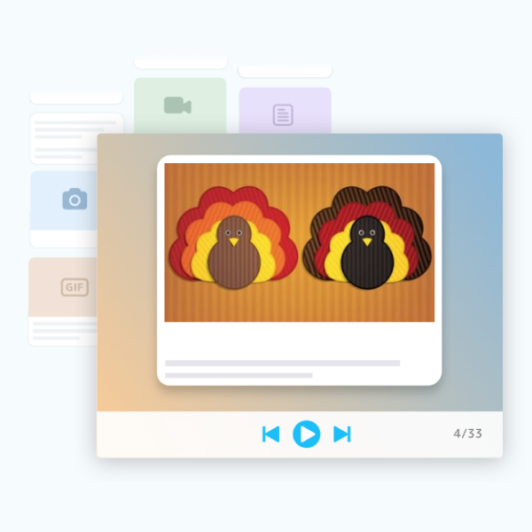 Thanksgiving post slideshow with paper turkeys