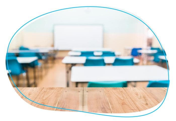 Rows of desks in classroom