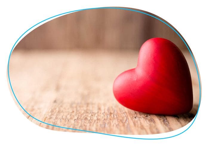 Wooden heart set on countertop