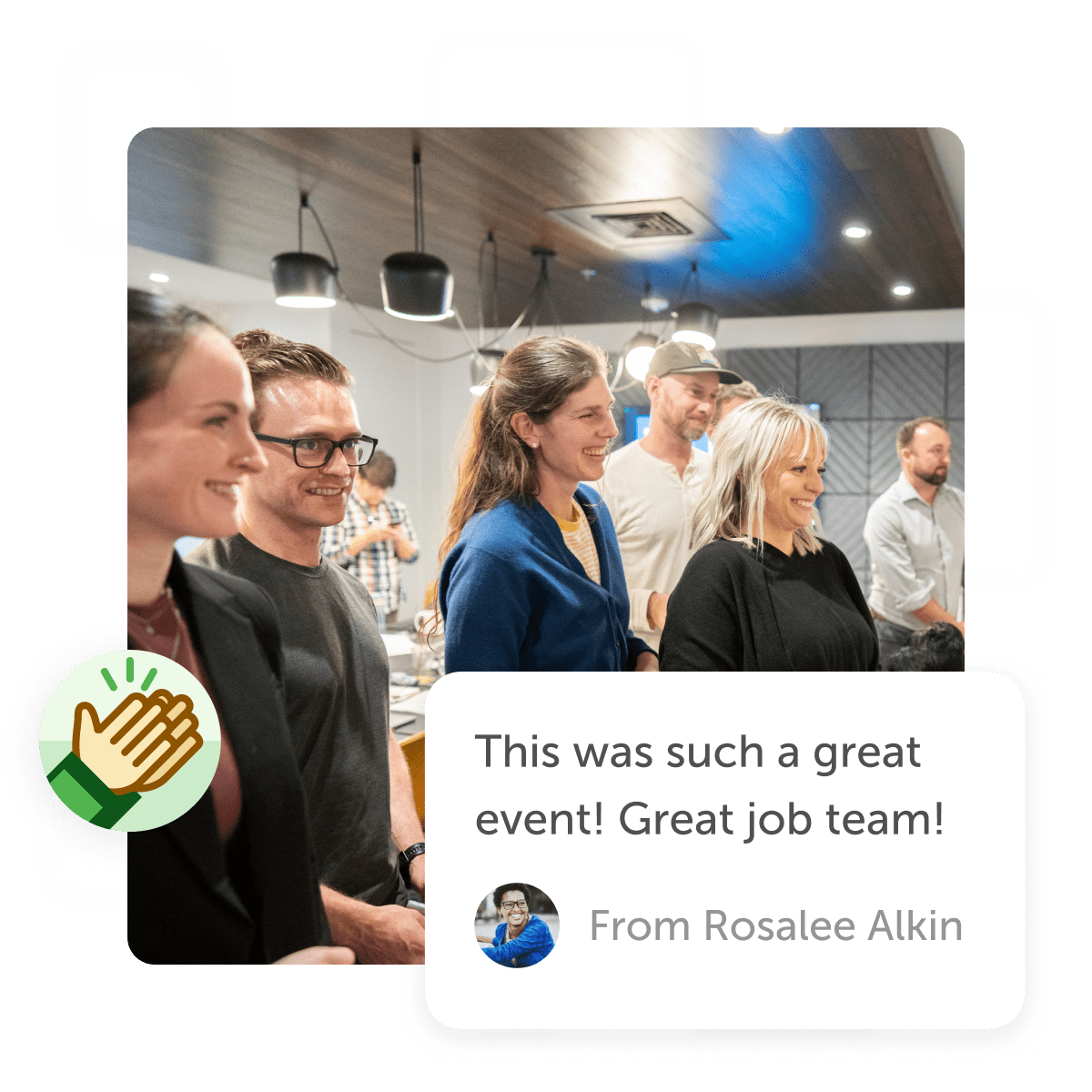 Group of employees at offsite and a