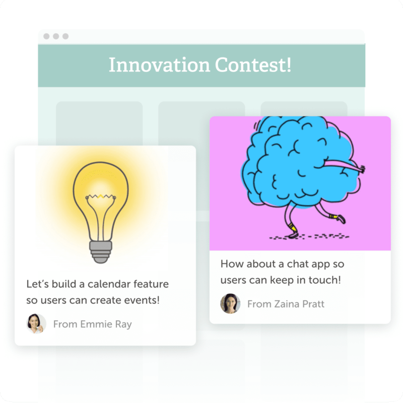 Innovation contest board with posts