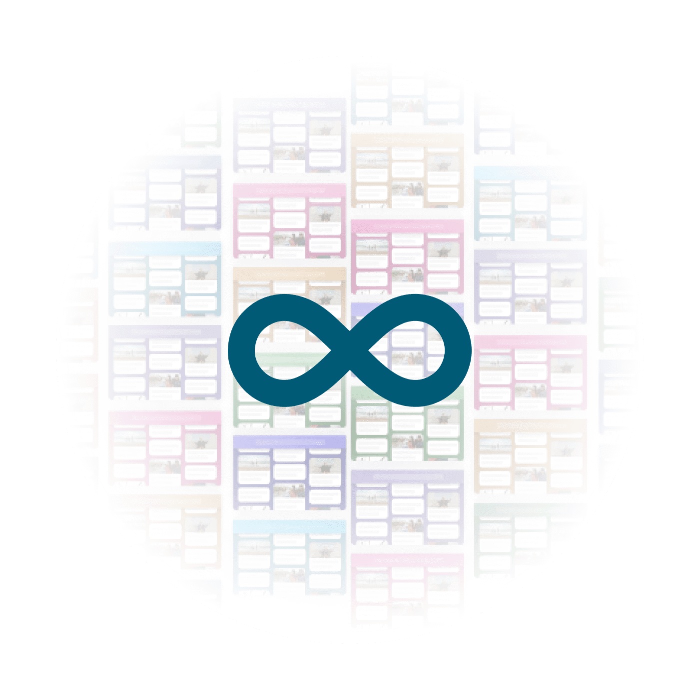infinity sign with backgrounds of Kudoboards