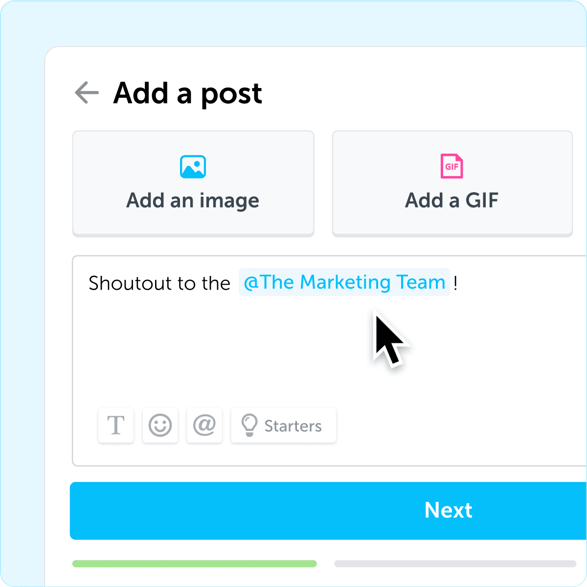 User mention in a text field when adding a post