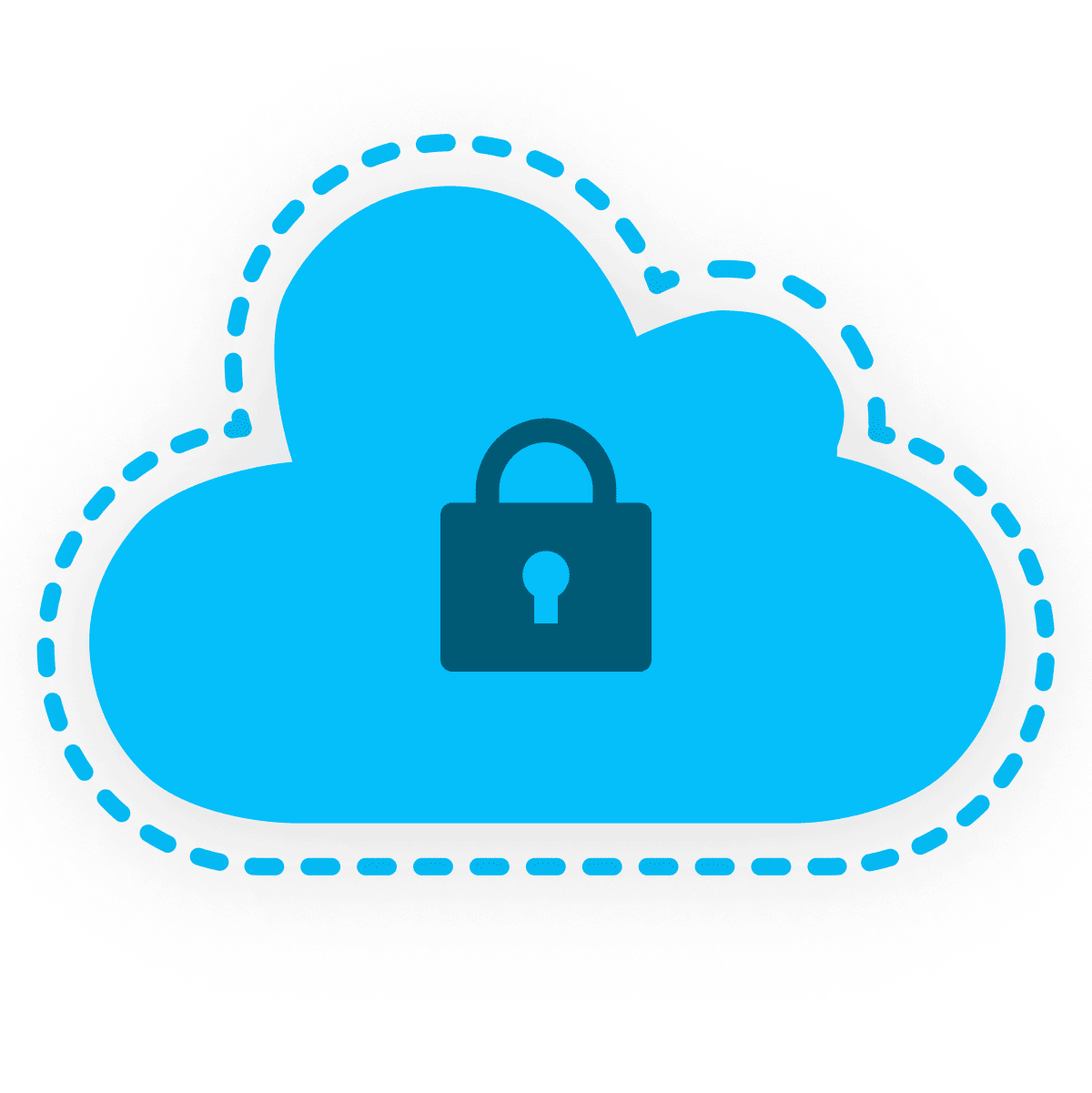 Secure cloud icon with padlock
