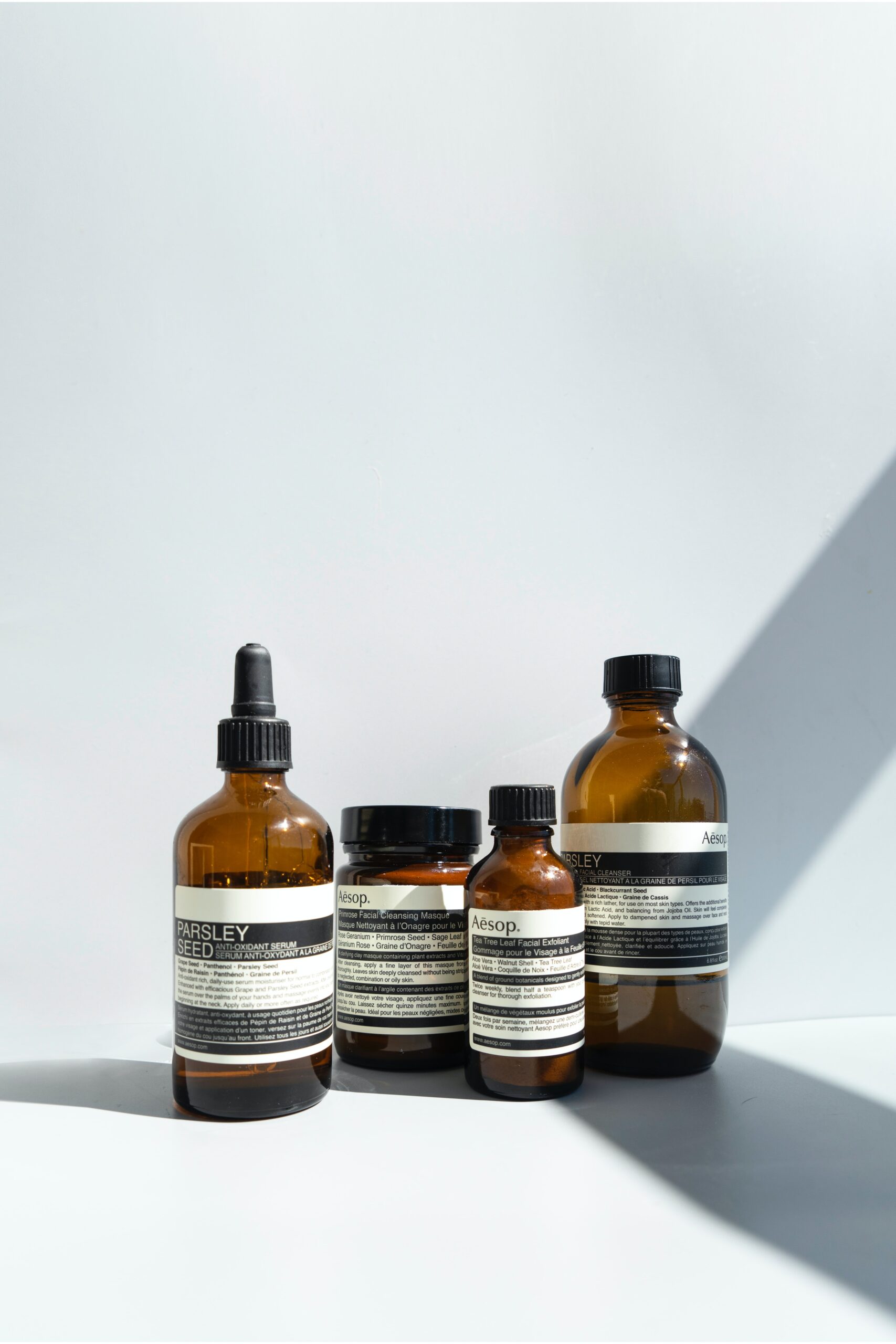 Bottles of skincare products
