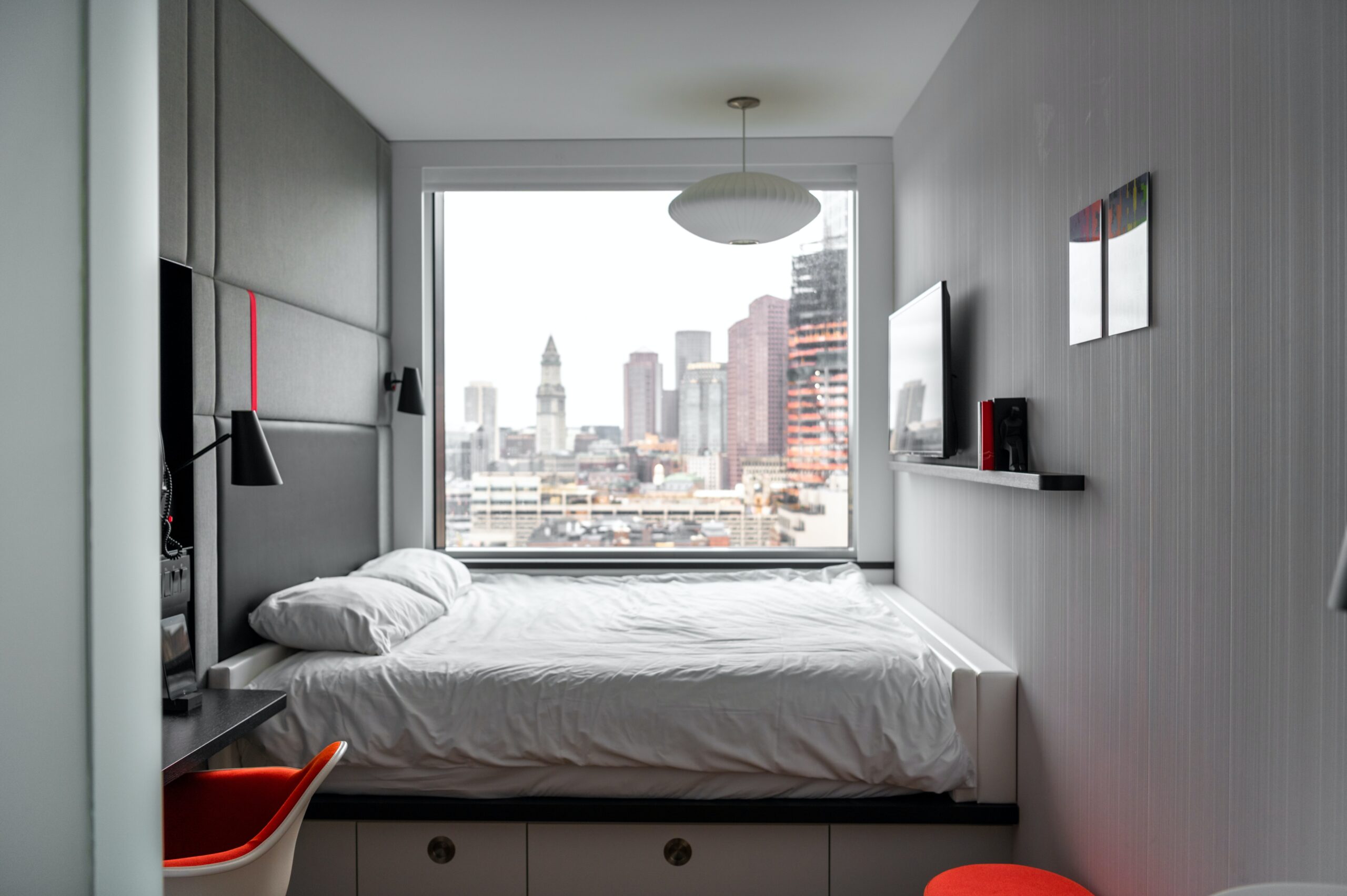 Airbnb bed near window