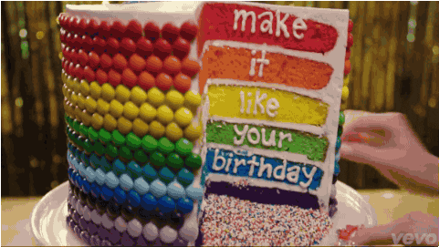 Rainbow birthday cake GIF