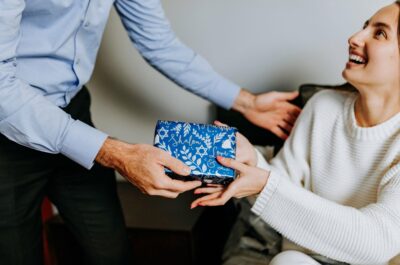 Person receiving a gift