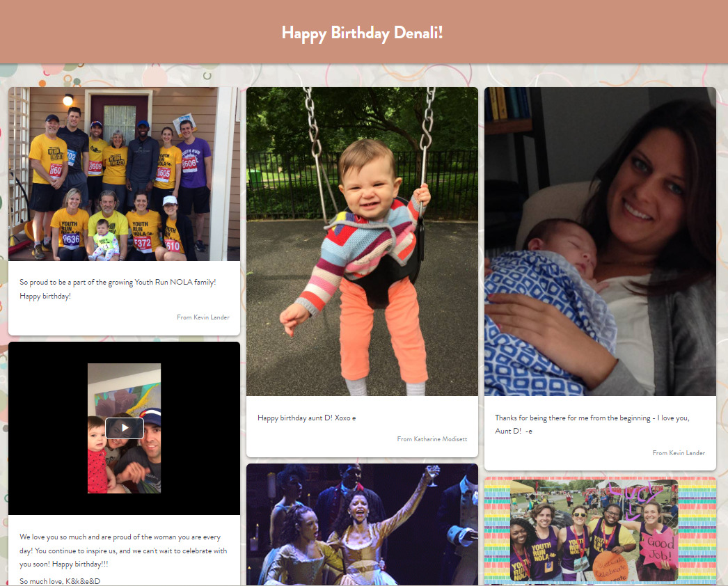 Happy Birthday board filled with posts