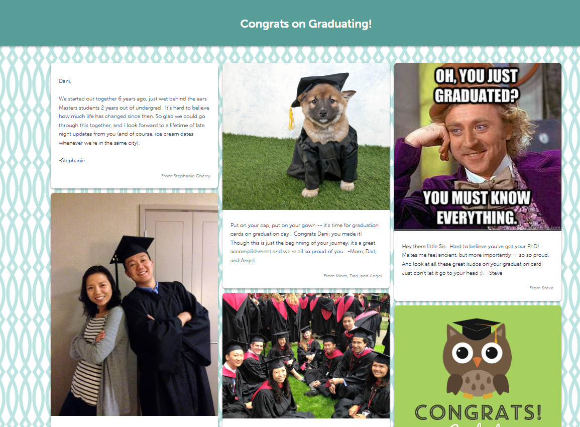 Graduation Kudoboard filled with posts