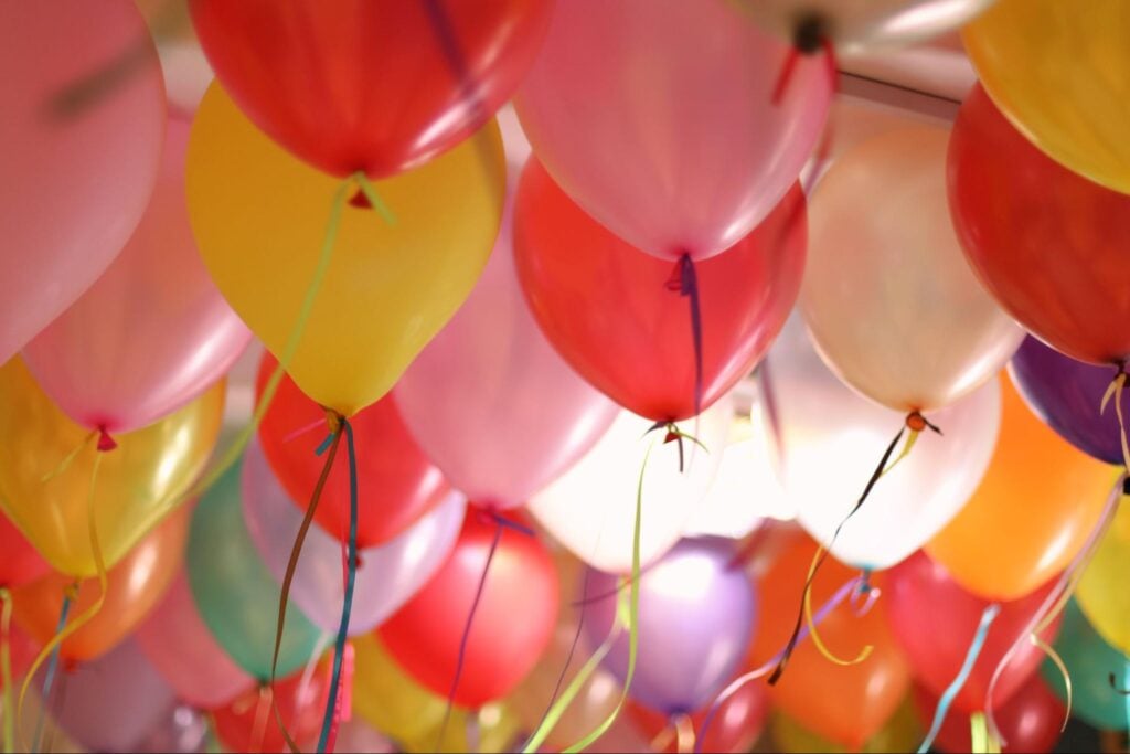 Balloons covering ceiling