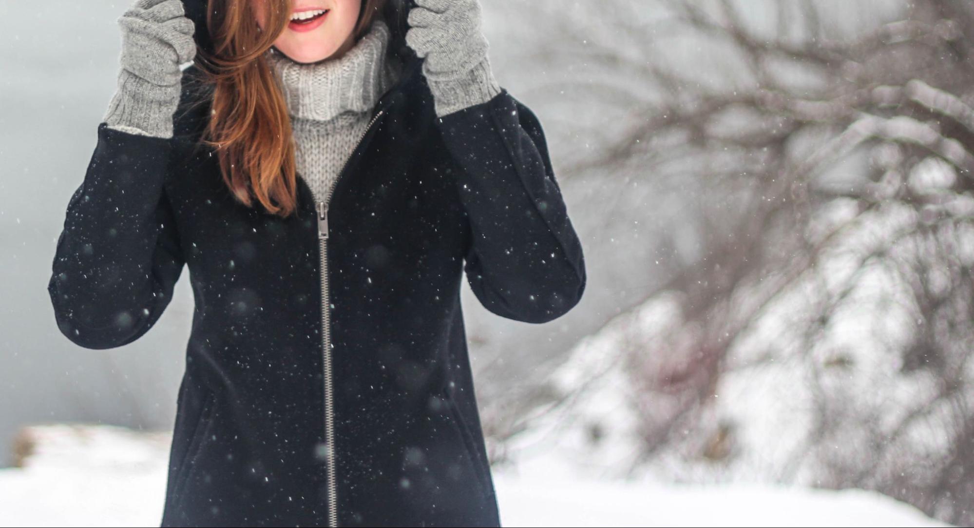 Person wearing jacket in the snow