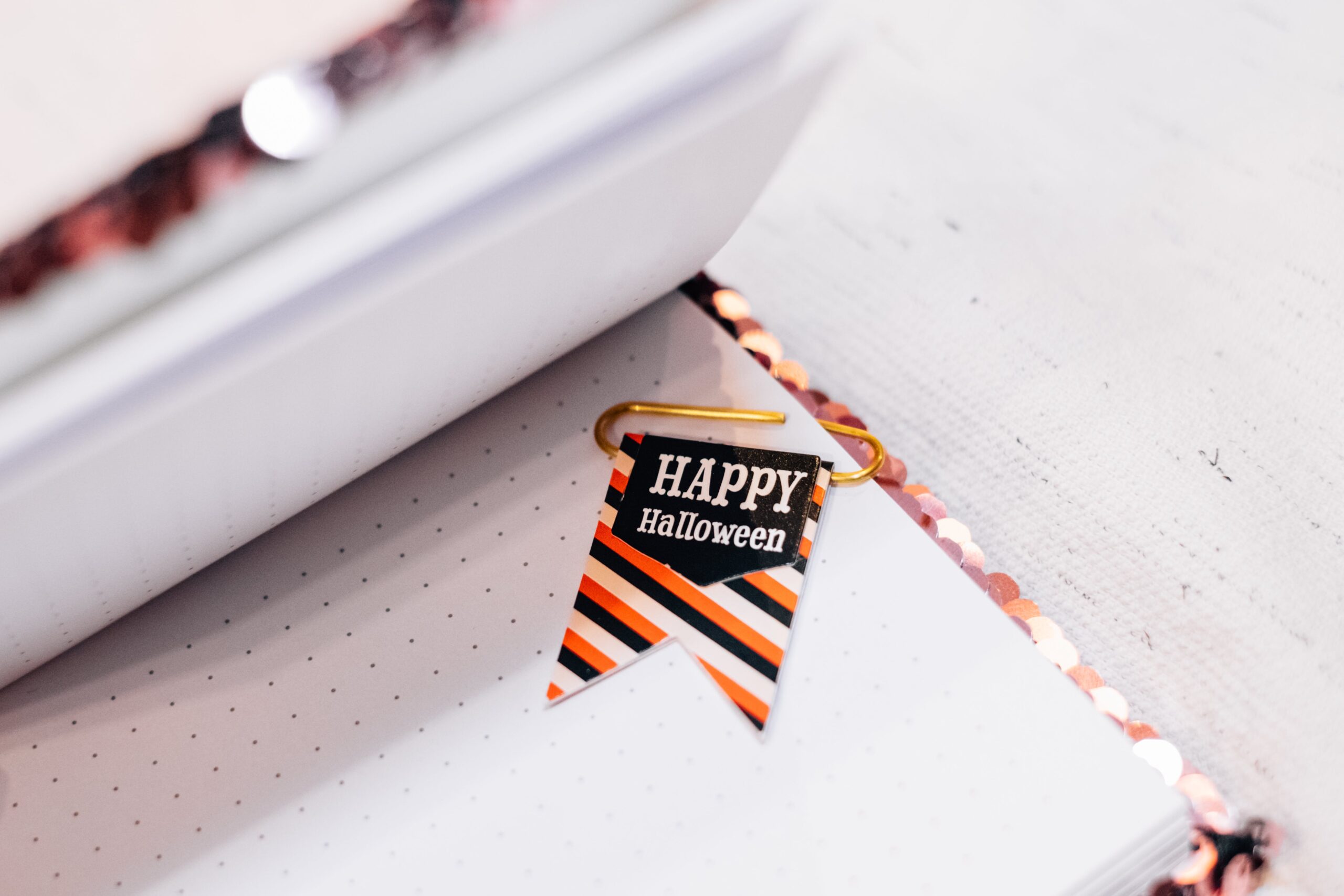 Happy Halloween banner on paperclip