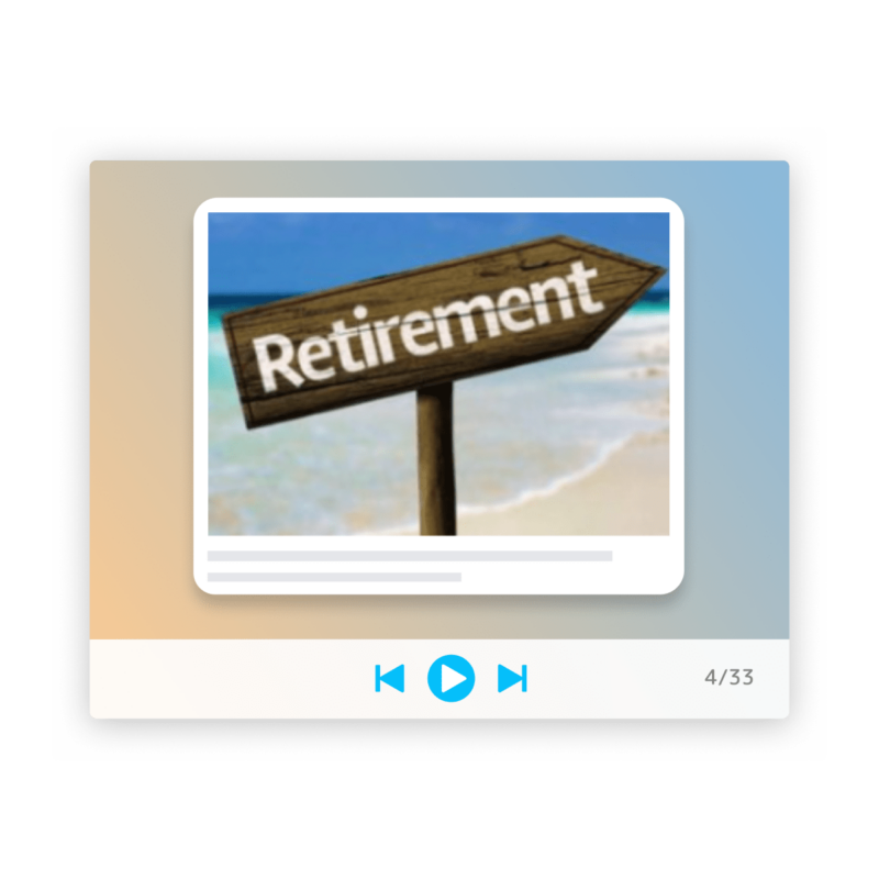 Retirement posts on a retirement slideshow