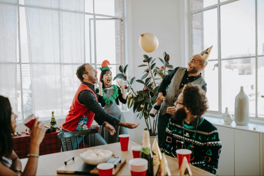 Employees celebrating together in the office