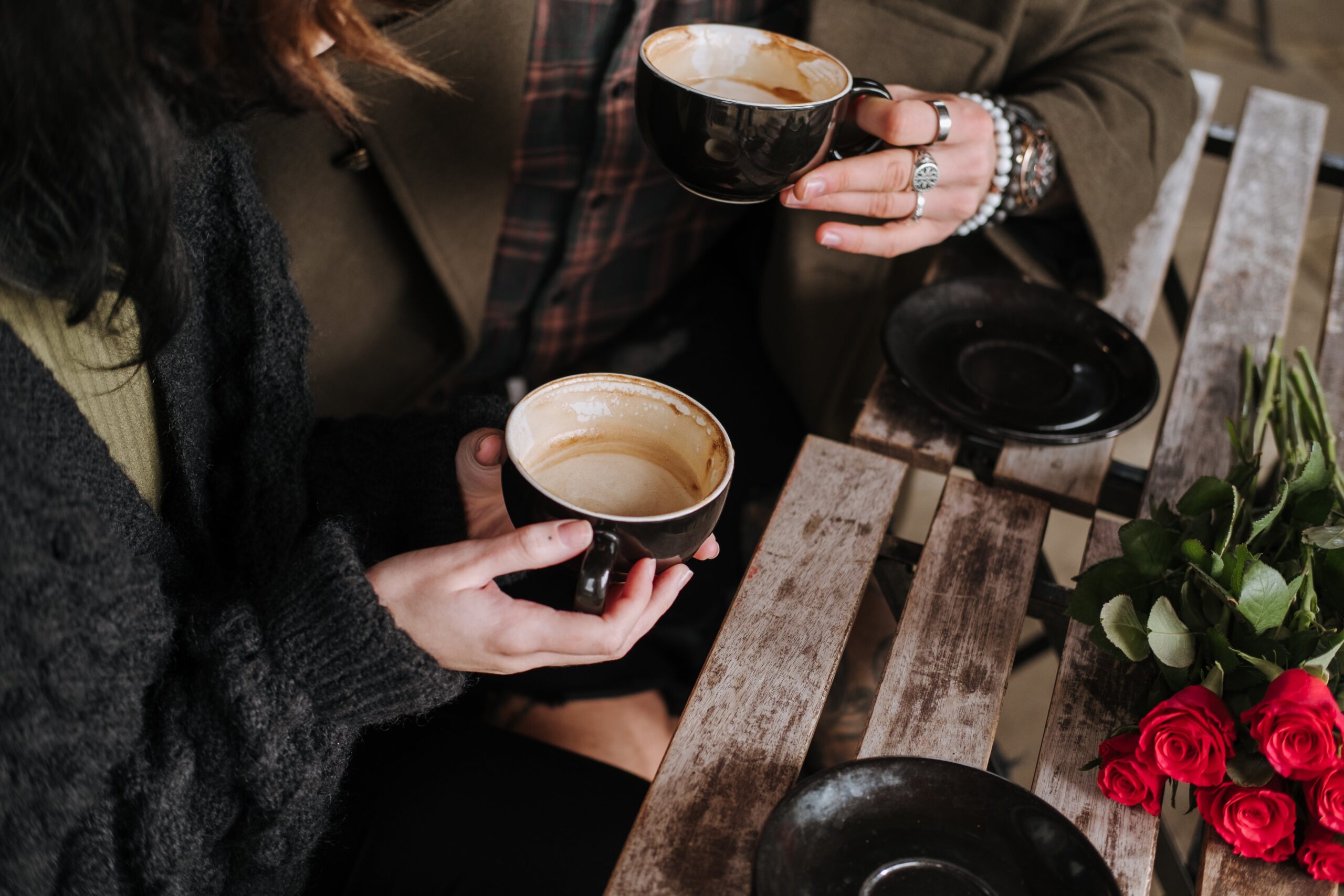 Two people enjoying coffee together