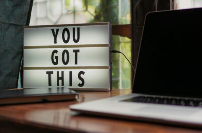 "You got this" Monday motivation quote by a laptop