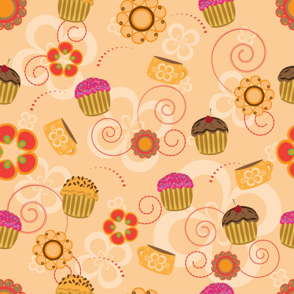 Cupcakes and coffee birthday card background