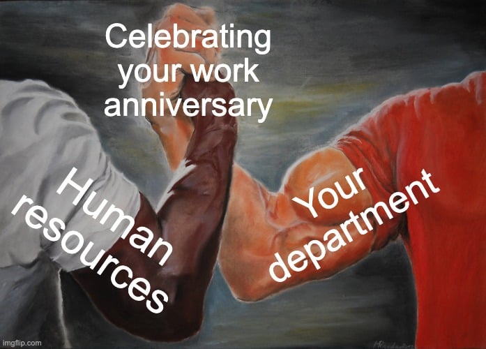human resources collab work anniversary meme