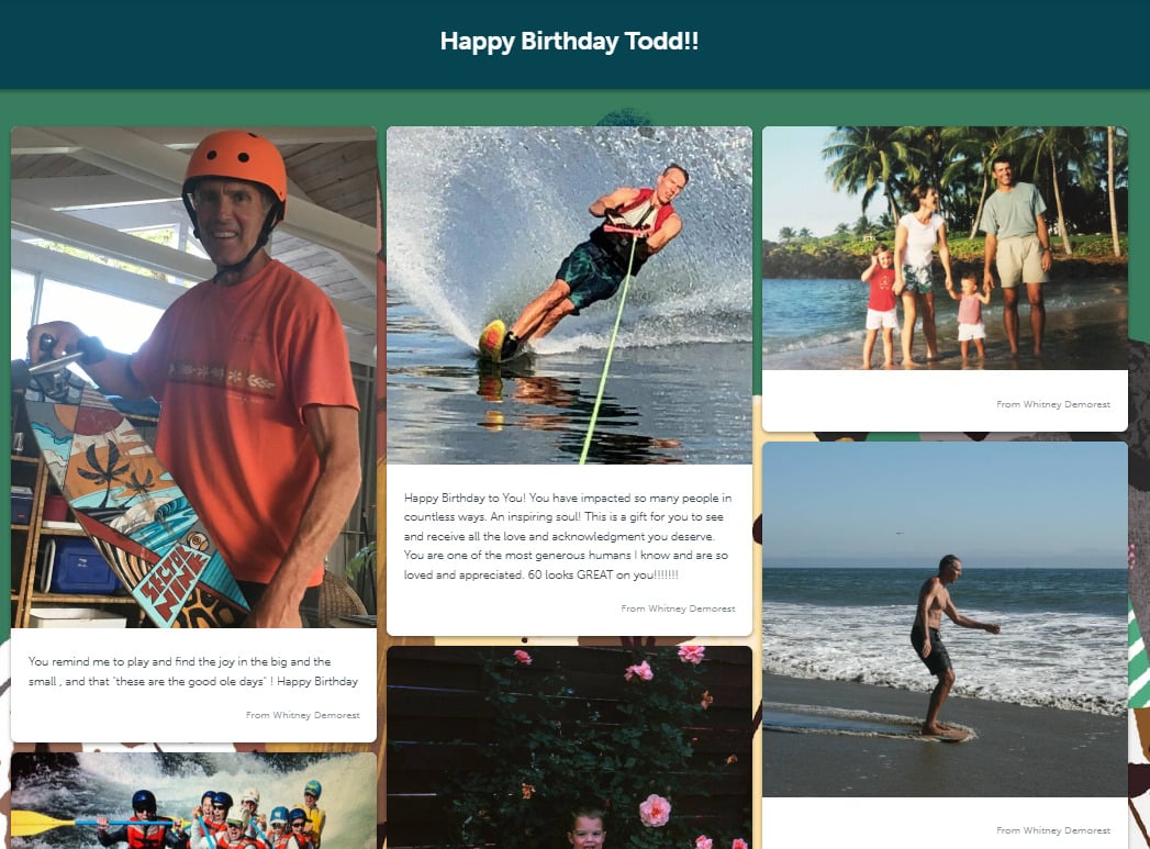 Kudoboard group card filled with photos and birthday wishes for your boss