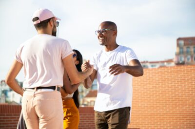 People welcoming new employee to the team