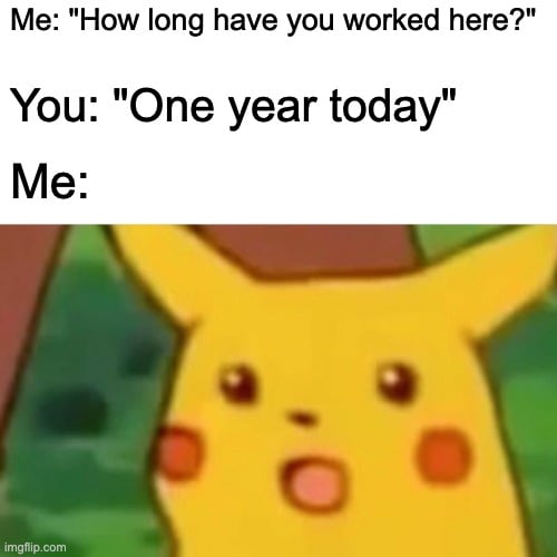 Pikachu work anniversary meme