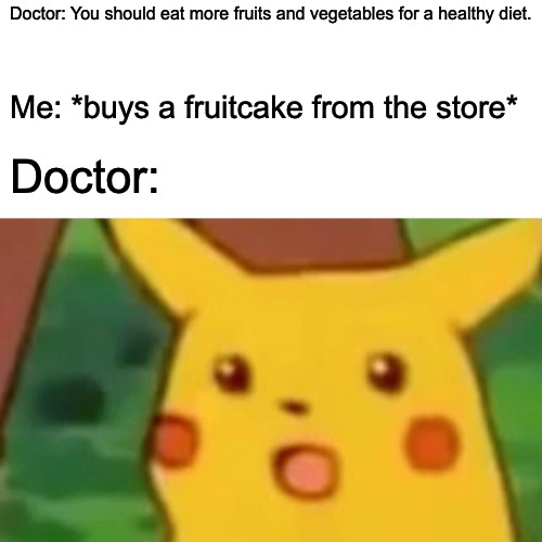 Surprised Pikachu face meme about eating healthy