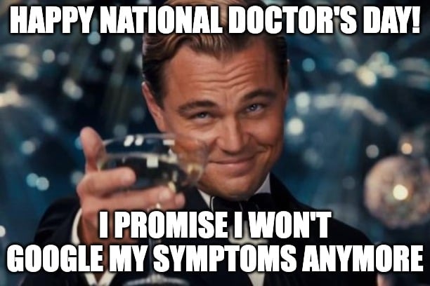 Cheers Leo meme about not googling symptoms anymore