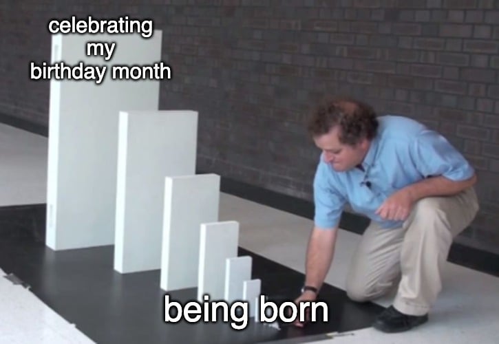 falling blocks meme about being born leading to birthday month