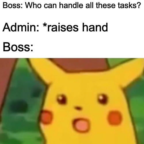 Administrative Professionals Day surprised Pikachu meme